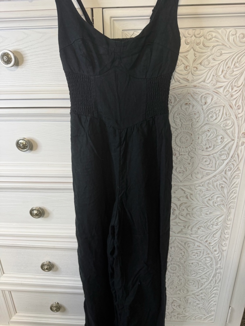 Hollister Black Smocked-Waist Jumpsuit Romper